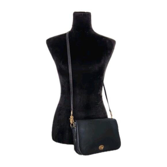 Vtg 70s Coach NYC Made In USA Black Leather Crossbody Bag 196-4734 Read - Picture 1 of 14